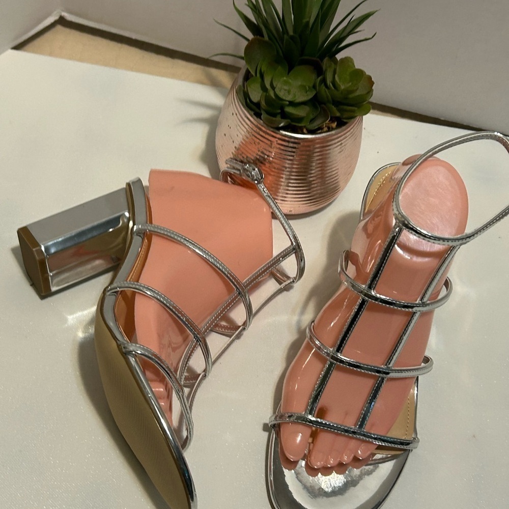 Elegant Silver Strappy Women's Sandals